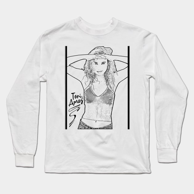 Tori amos // 80s Music// Black retro V Long Sleeve T-Shirt by Degiab